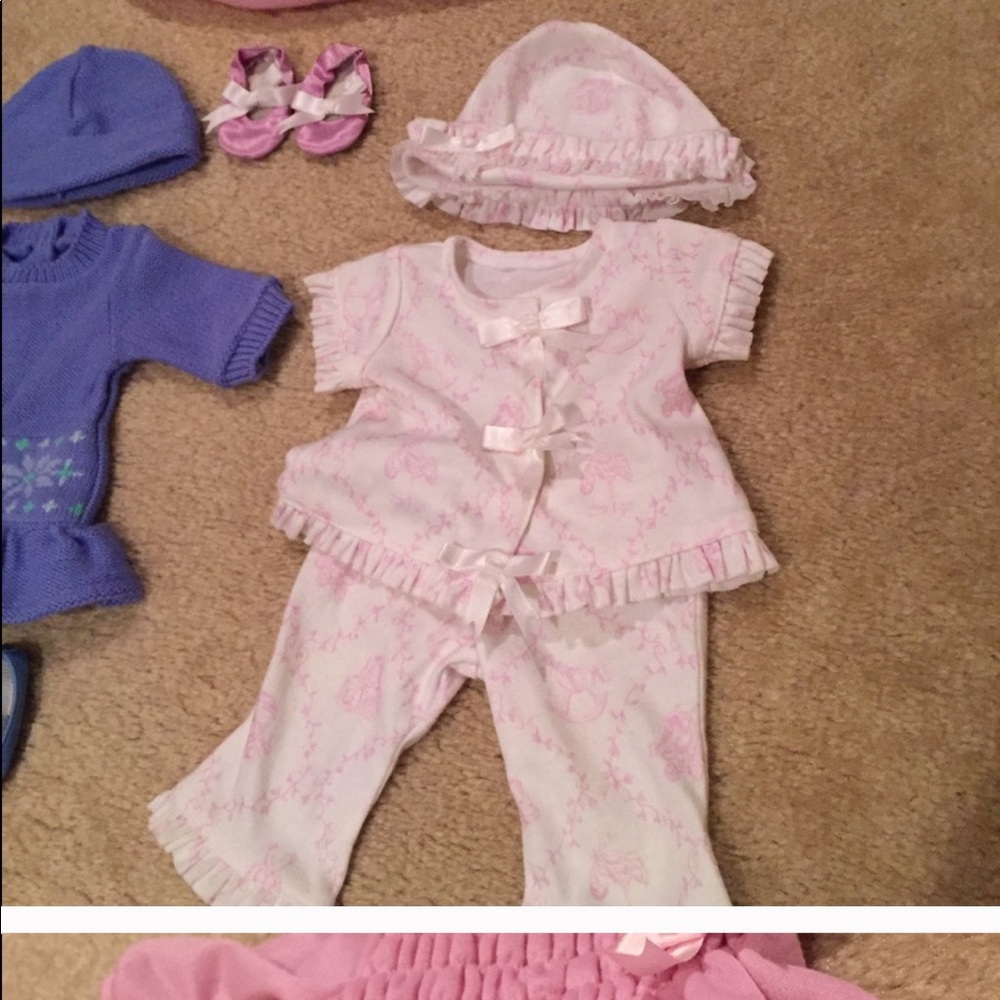 Bitty baby white pajama with ribbons